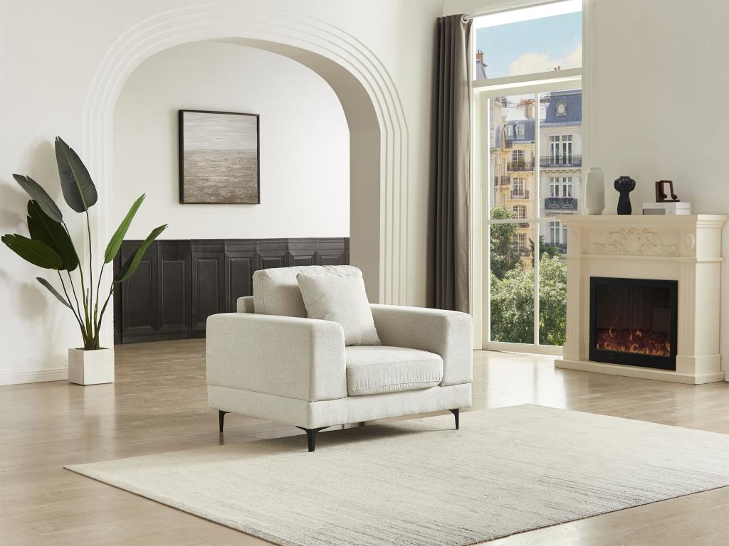 Fauteuil en tissu texturé beige JAMOLO