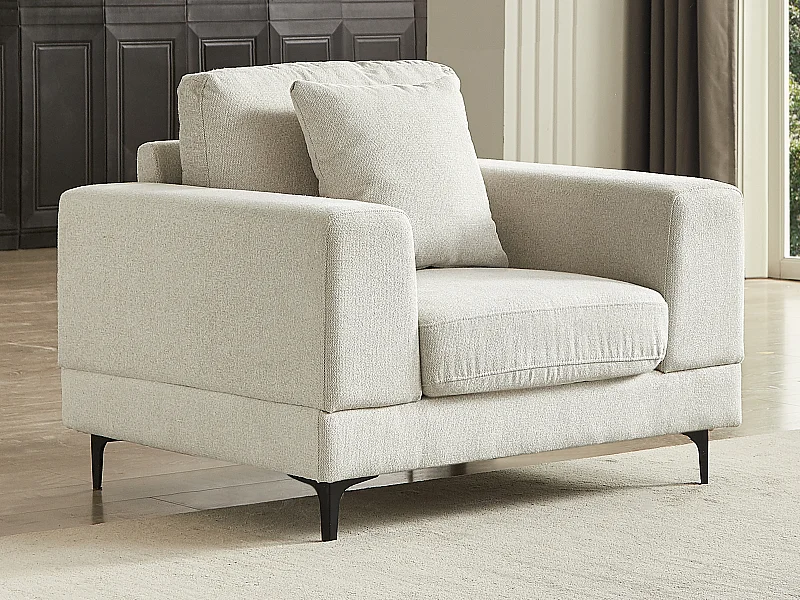 Fauteuil en tissu texturé beige JAMOLO