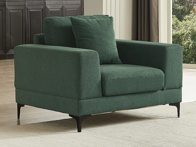 Fauteuil en tissu texturé vert JAMOLO