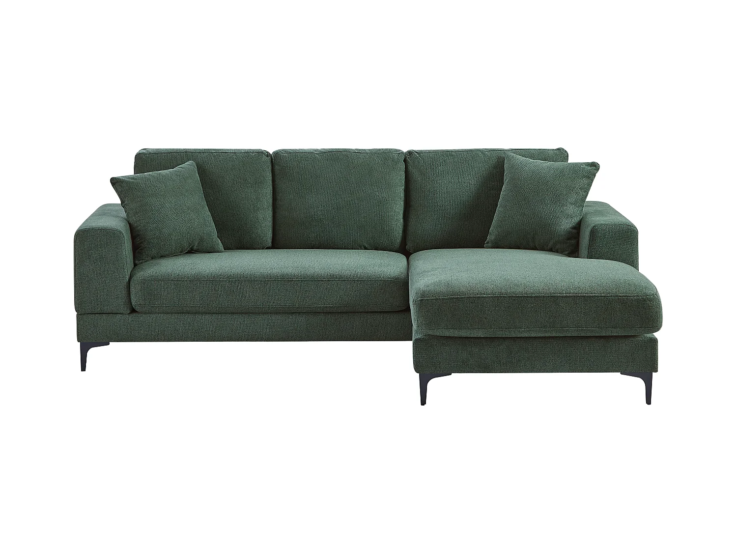 Sofá rinconera reversible de tela texturizada verde JAMOLO