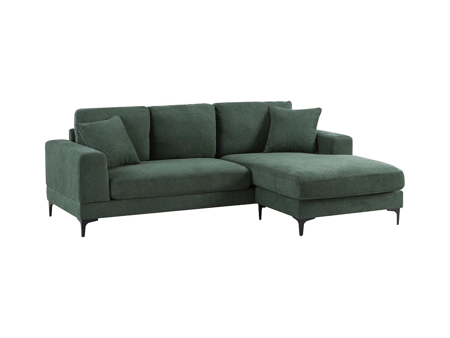 Sofá rinconera reversible de tela texturizada verde JAMOLO