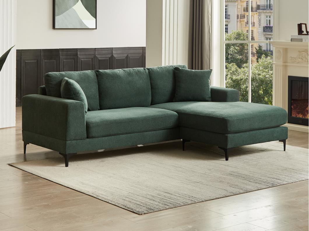 Divano angolare reversibile in Tessuto testurizzato Verde - JAMOLO