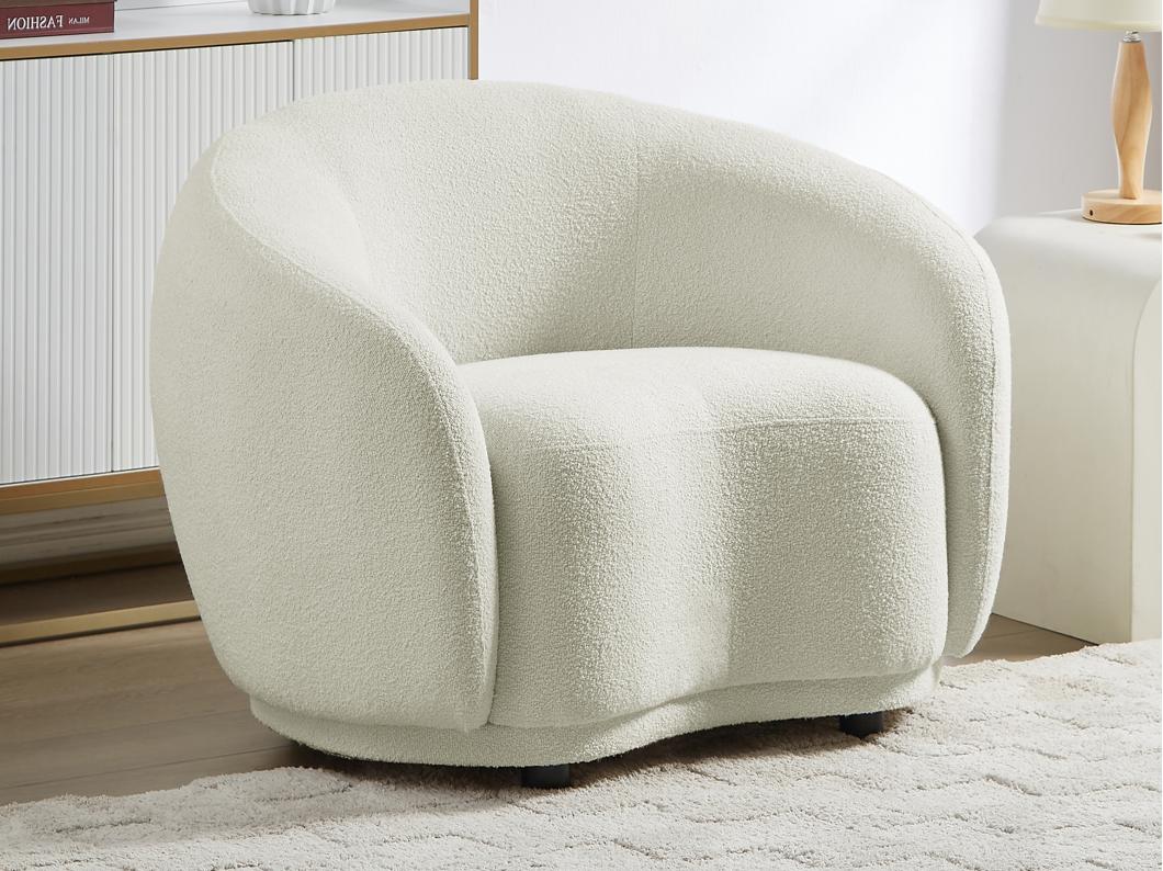 Sessel - Bouclé-Stoff - Elfenbeinweiß - BOVANA von Pascal Morabito