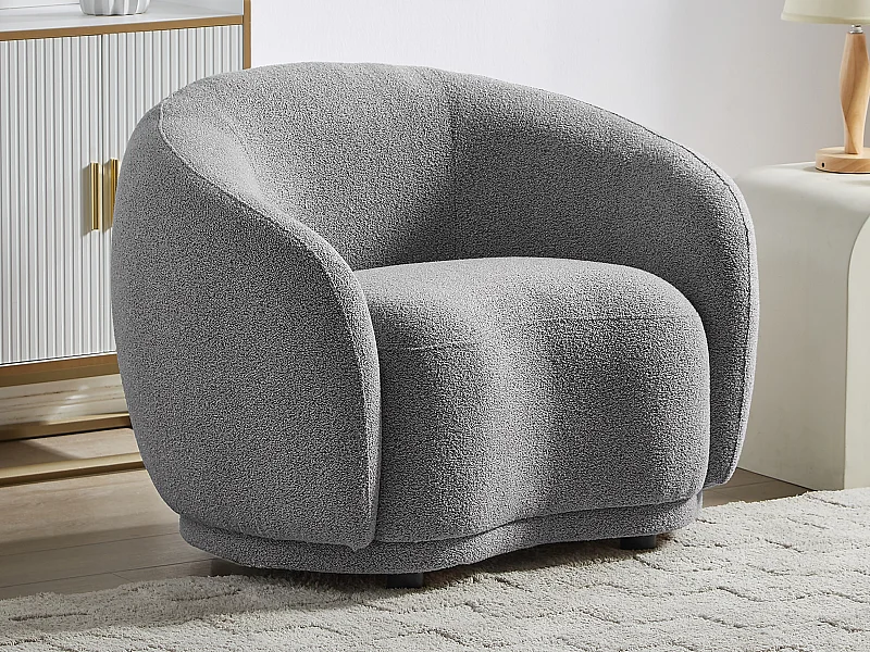 Poltrona em tecido bouclé cinza - BOVANA de Pascal Morabito
