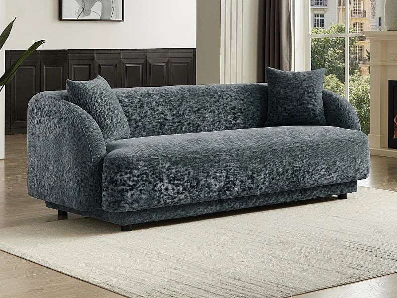 Driezitsbank van grijze velours met textuur KIMANTI