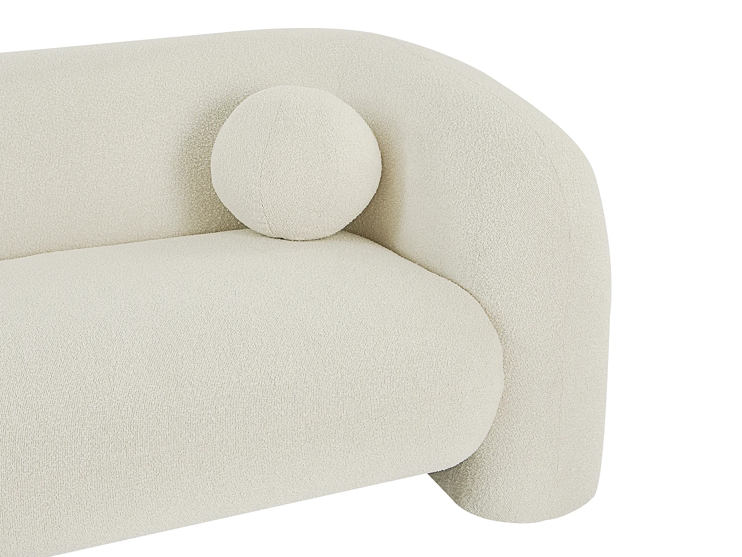 Canapé 3 places en tissu bouclette blanc ivoire OVOTAS