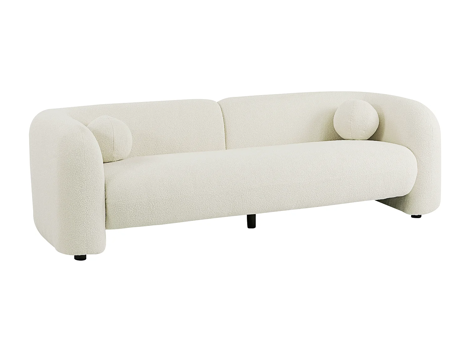 Canapé 3 places en tissu bouclette blanc ivoire OVOTAS