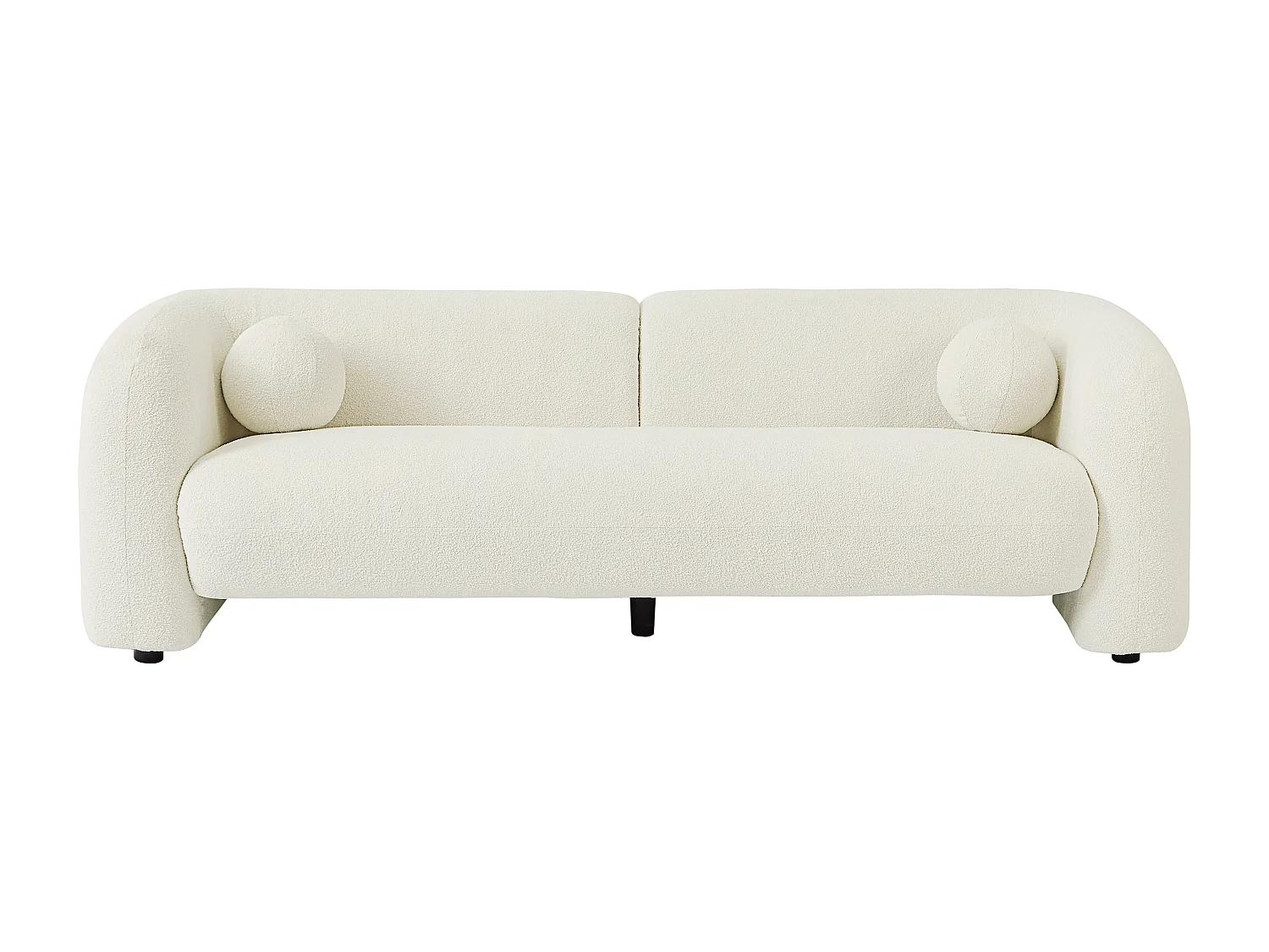 Canapé 3 places en tissu bouclette blanc ivoire OVOTAS