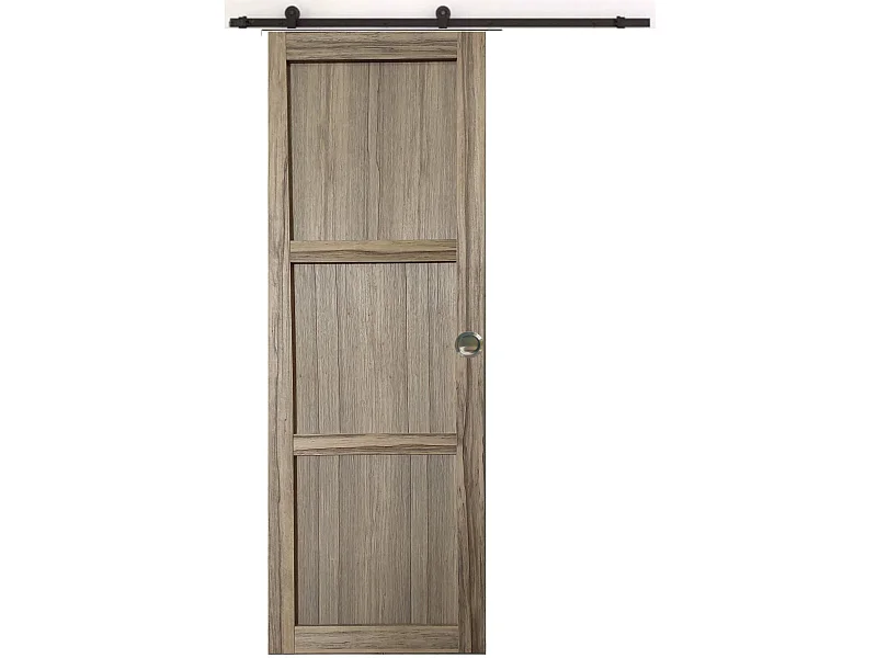 Porte Coulissante Frake 3 Panneaux  H204 X L73 + Rail A Roulette Et Coquilles Gd Menuiseries