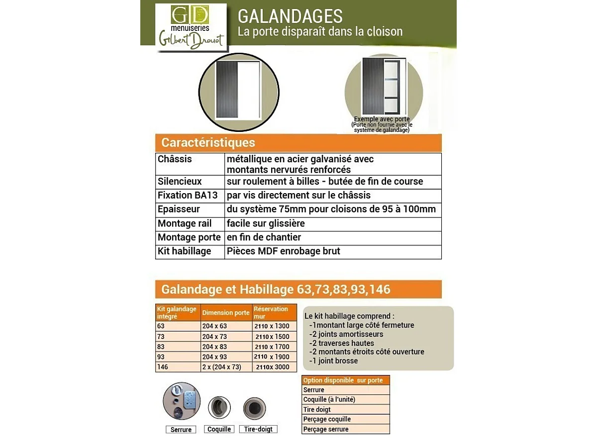 Porte Coulissante Marron Ral7006 Vitrage Transparent H204 X L73 + Systeme Galandage Et Kit De Finitions Inclus Gd Menuiseries