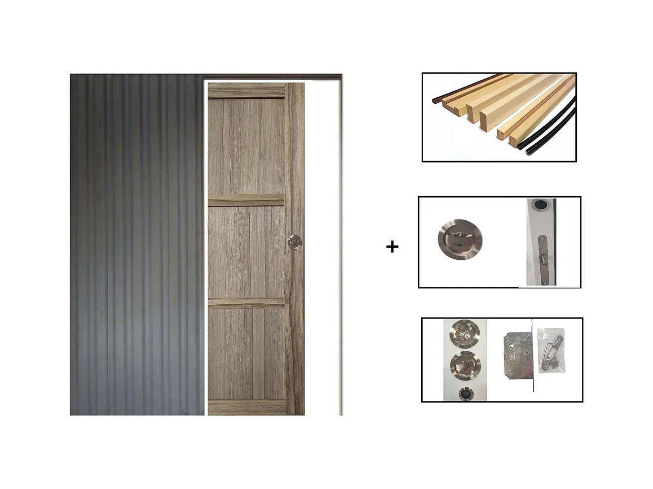 Porte Coulissante Frake 3 Panneaux  H204 X L73 + Systeme De Galandage Et Kit De Finition Inclus Gd Menuiseries