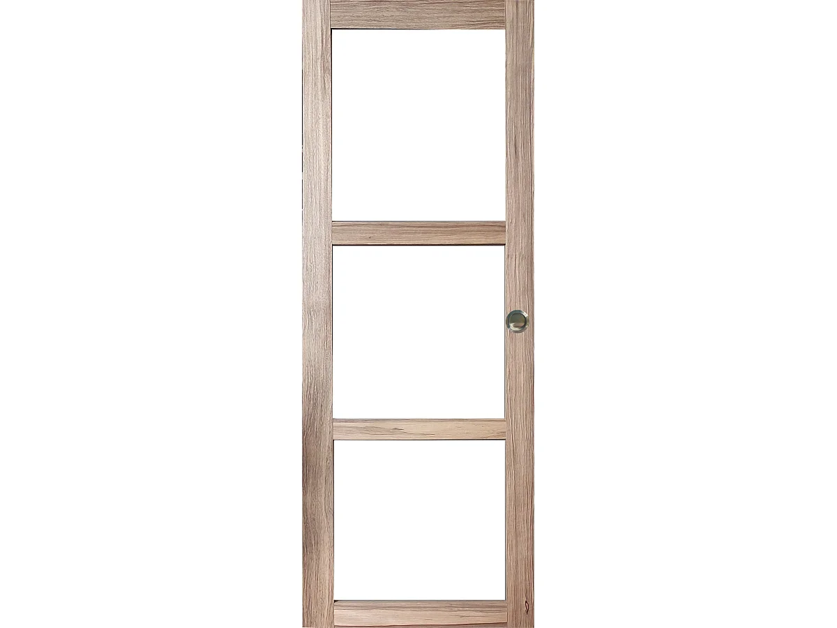 Porte Coulissante Bois Frake Vitrage Transparent H204 X L83 Et Coquilles Gd Menuiseries