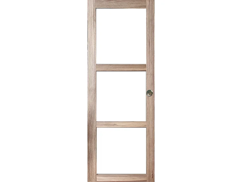Frake Puerta corredera de madera con acristalamiento transparente H204 x L83 y 2 carcasas sin manilla
