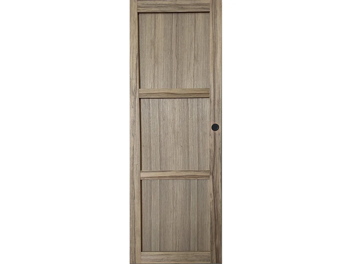 Porta Scorrevole Frake 3 Ante H204 x L83 + listello nero e 2 gusci neri senza maniglia