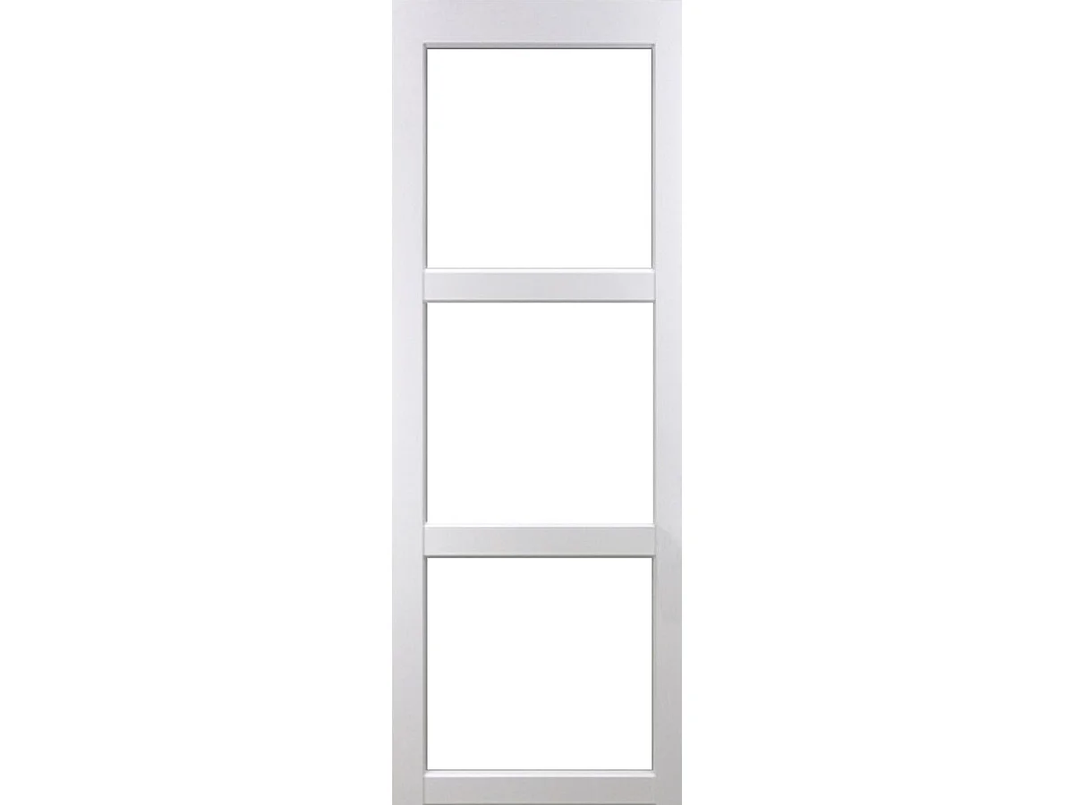 Porte Coulissante Kenya Blanc Vitrage Transparent H204 X L73 + Systeme Galandage Et Kit Finition Inclus Gd Menuiseries