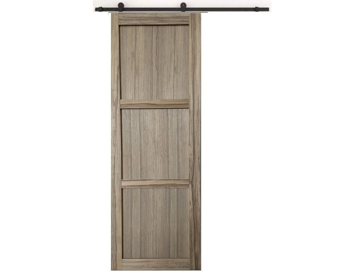 Puerta corredera Frake 3 hojas Al204 x L83 + carril enrollable sin manilla