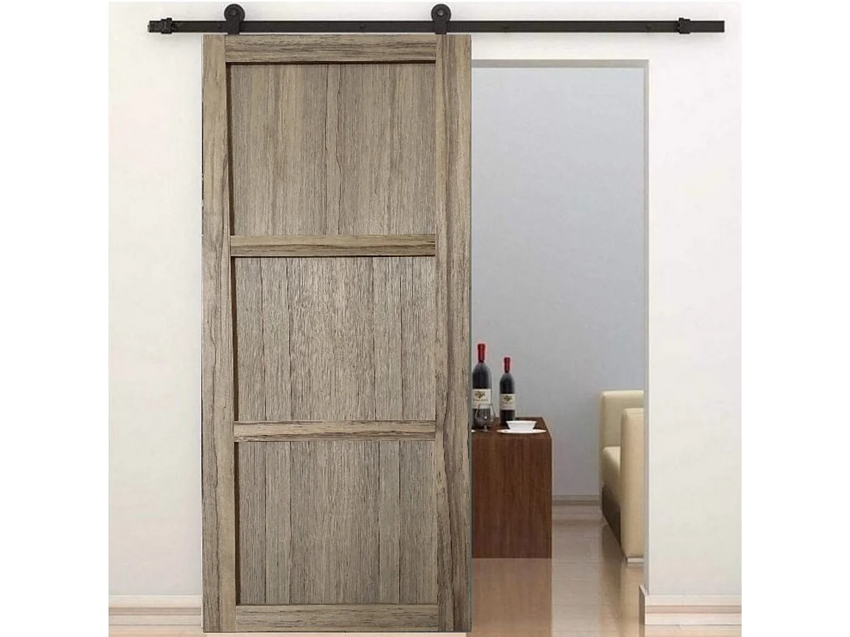 Puerta corredera Frake 3 hojas Al204 x L83 + carril enrollable sin manilla