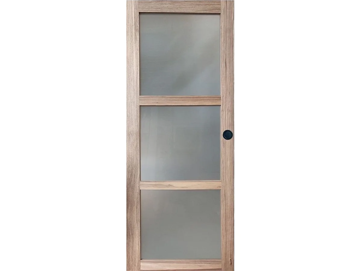 Puerta corredera de cristal Frake Al 204 x L 83 y 2 carcasas negras sin manilla