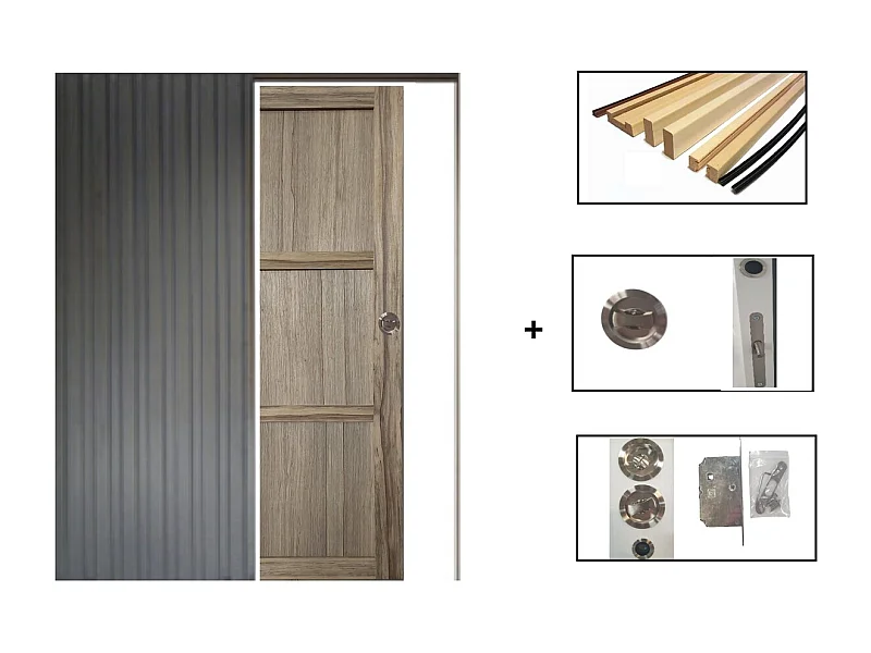 Porte Coulissante Frake 3 Panneaux  H204 X L83 + Systeme De Galandage Et Kit De Finition Inclus Gd Menuiseries