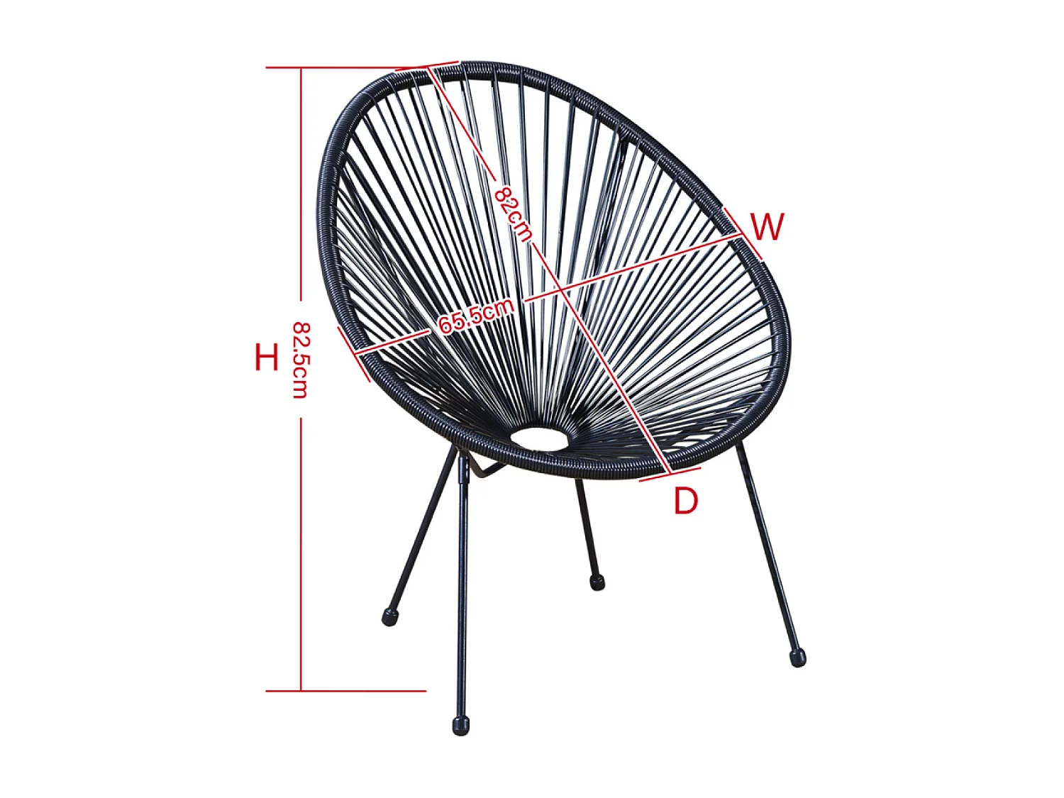 Set de 2 chaises Noir ACAPULCO