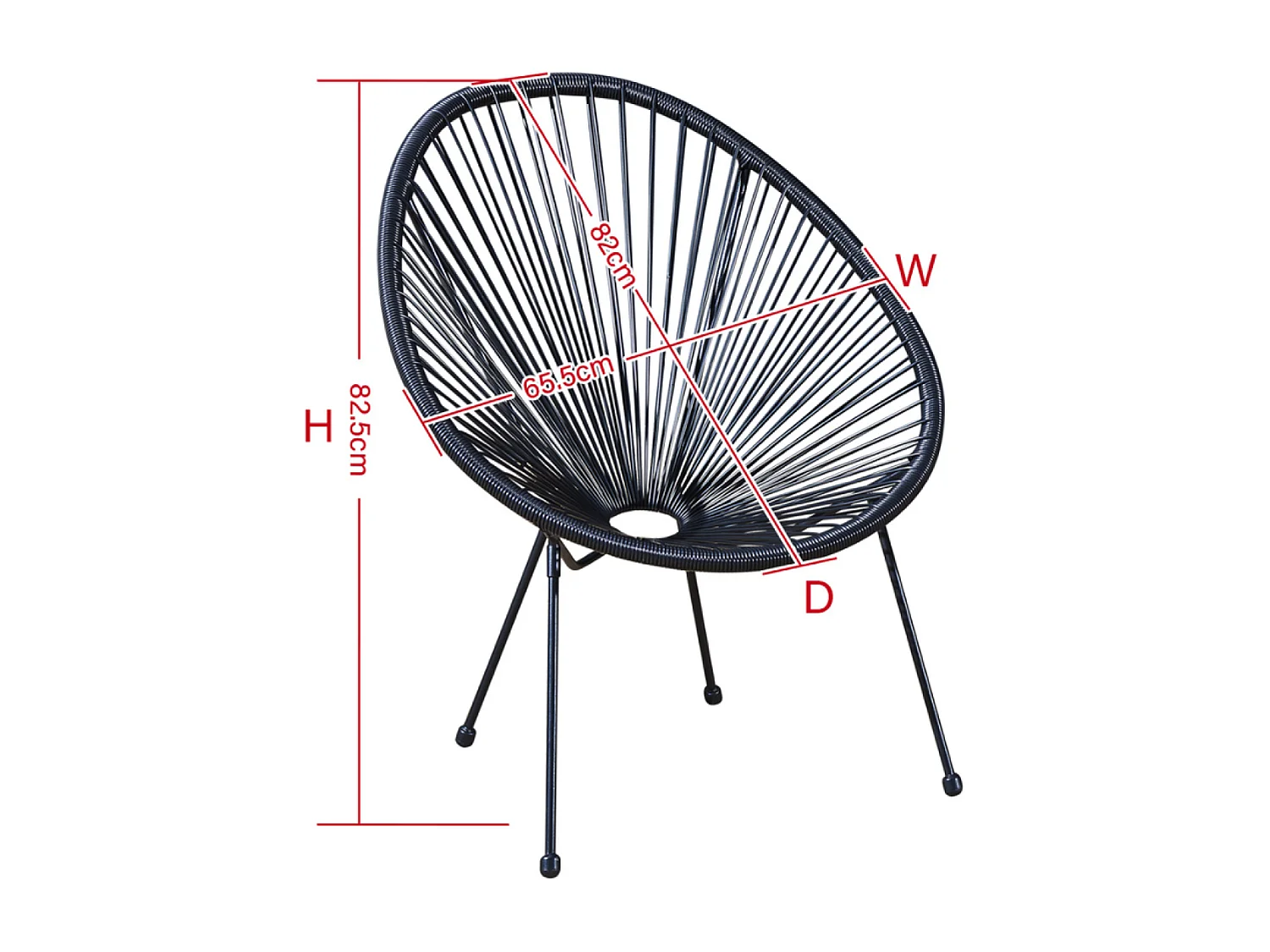 Set de 2 chaises Noir ACAPULCO