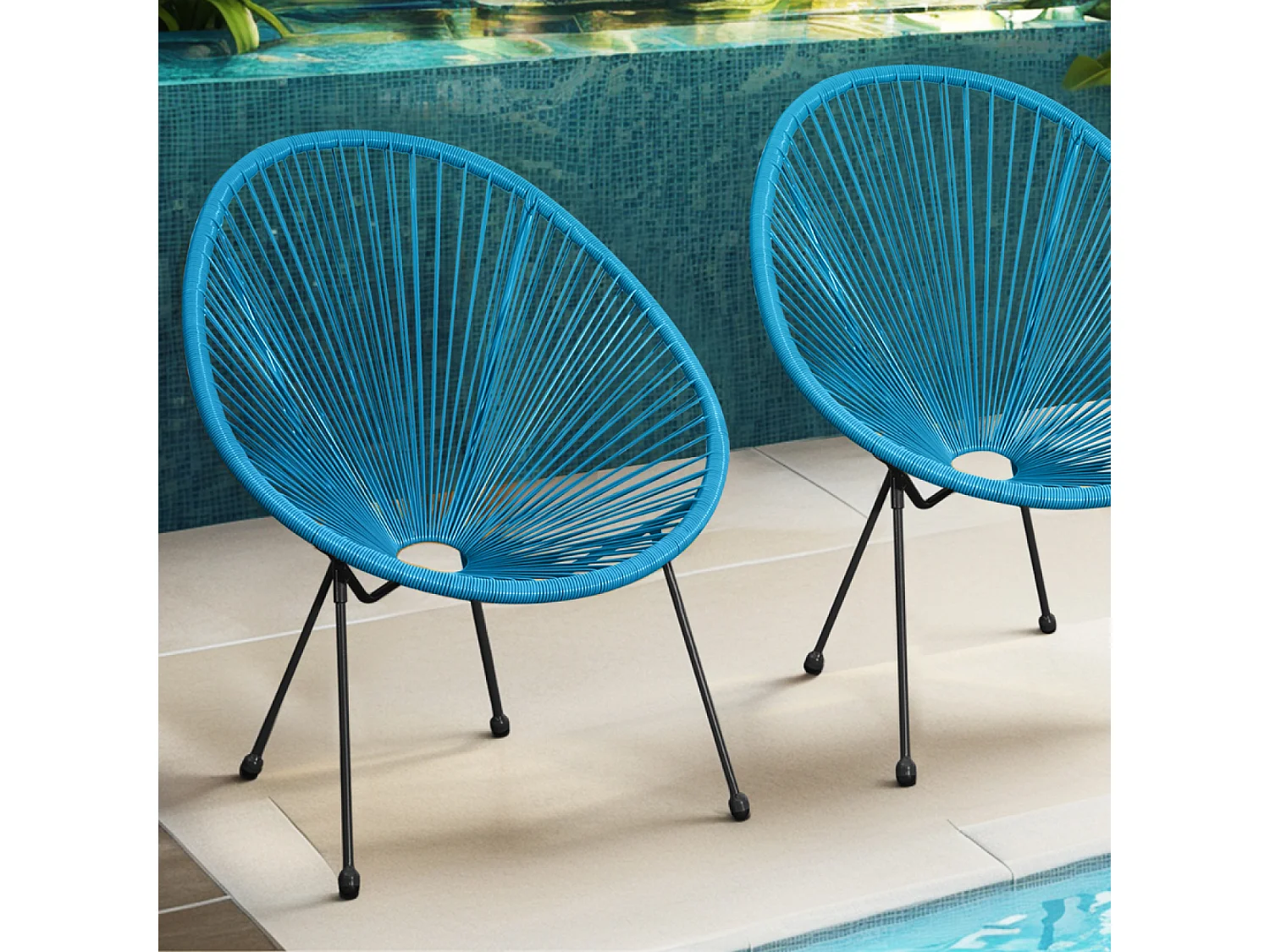 Set di 2 sedie da giardino blu ACAPULCO