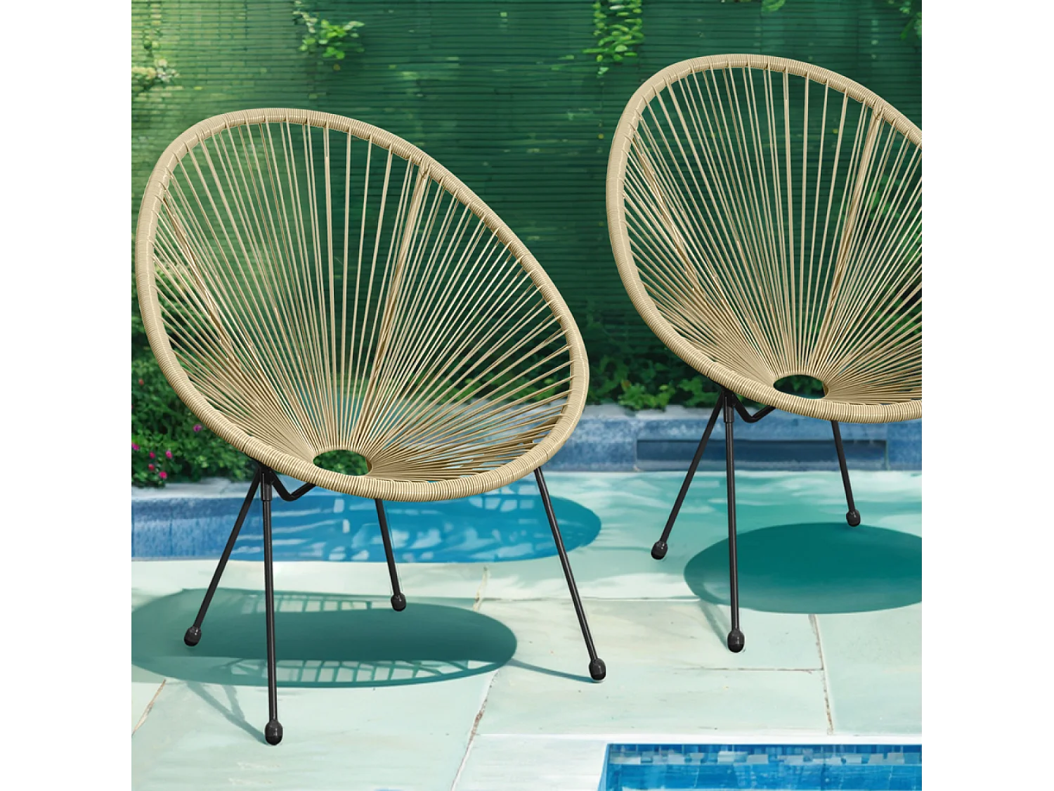 Set van 2 Beige Tuinstoelen ACAPULCO - Tijdloos Design van Robuust Staal