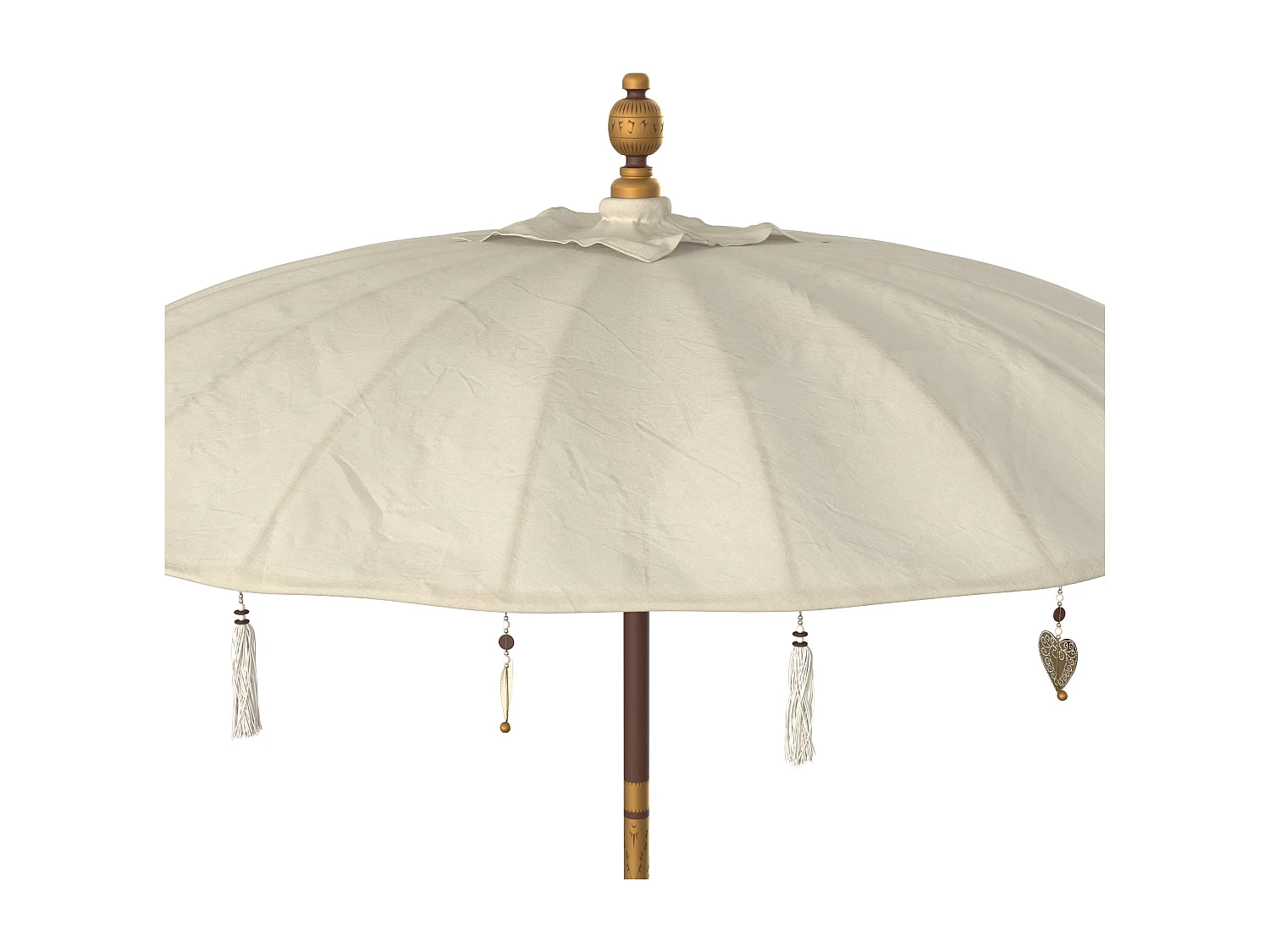 Parasol en bois de cocotier et tissu crème - Ali