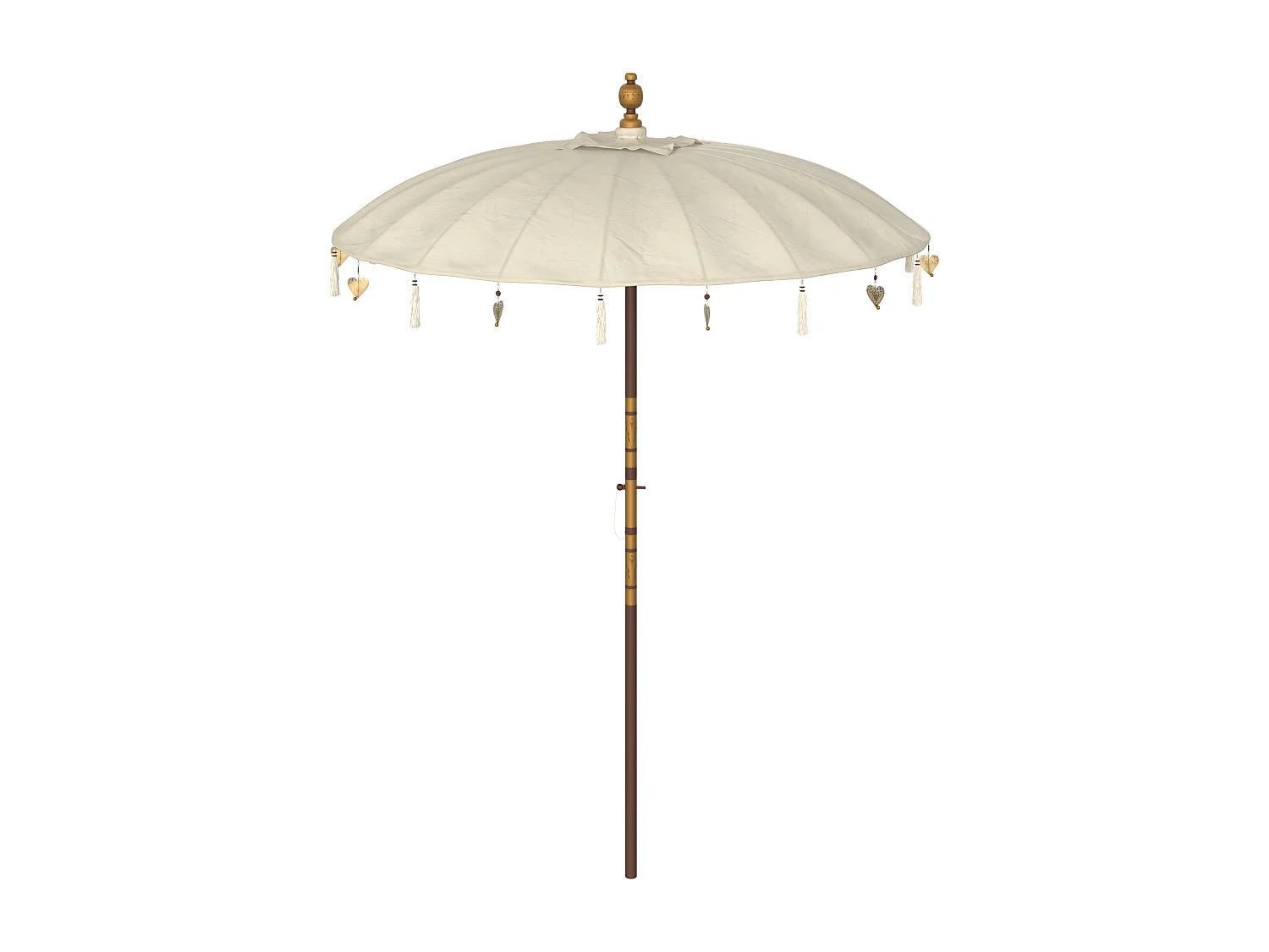 Parasol en bois de cocotier et tissu crème - Ali
