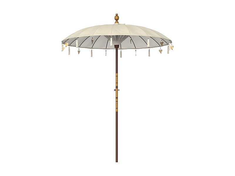 Parasol en bois de cocotier et tissu crème - Ali