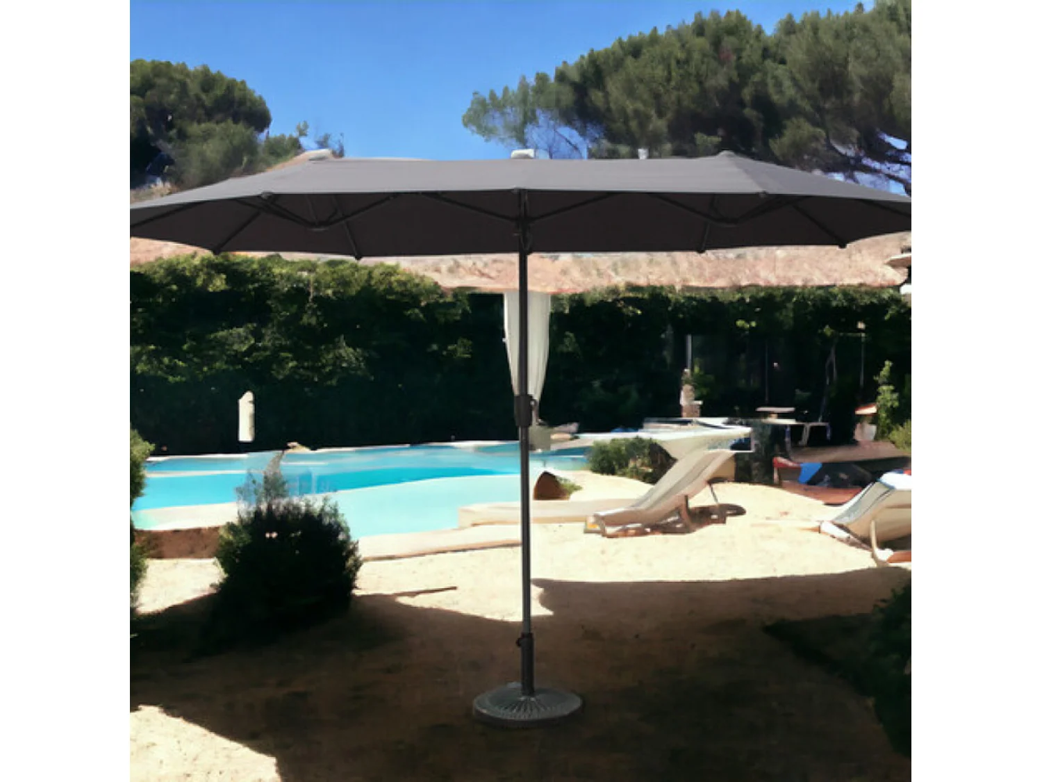 Parasol double 2x4m gris SIENA