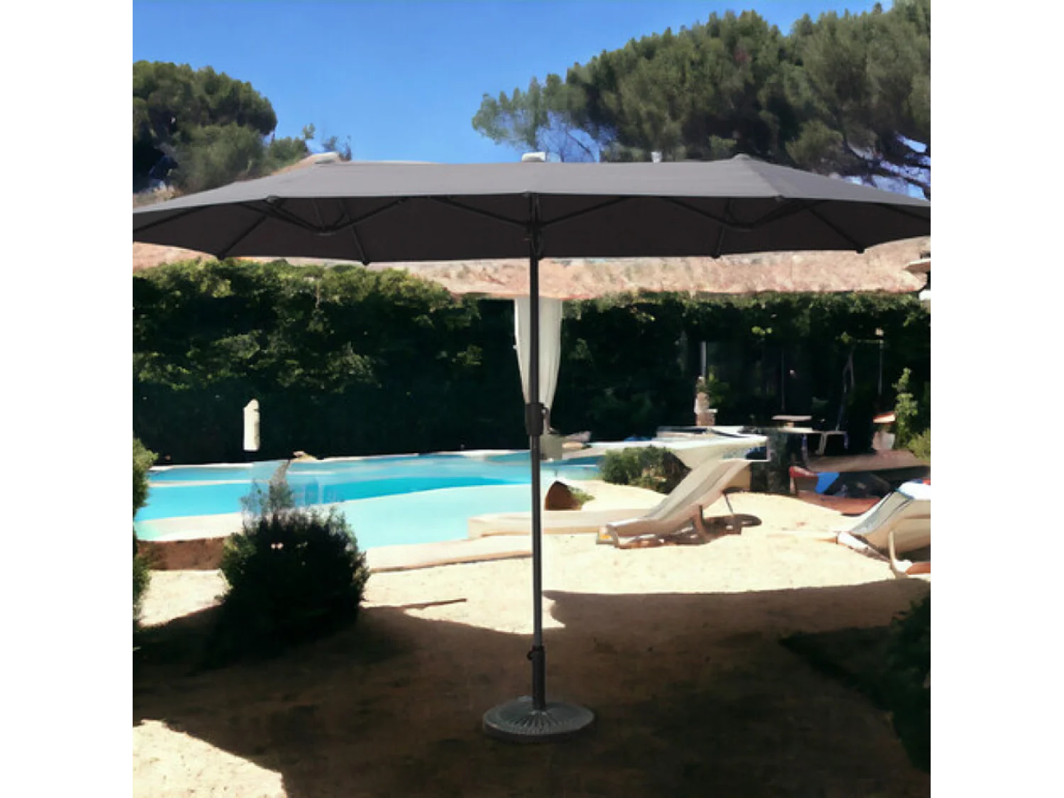Parasol dubbel 2x4m grijs SIENA - Elegantie en bescherming voor uw buitenruimtes