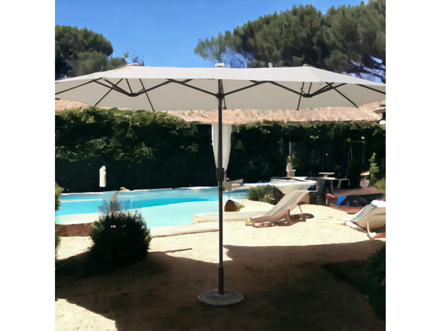 Parasol double ecru droit ovale 2 x 3 m SIENA