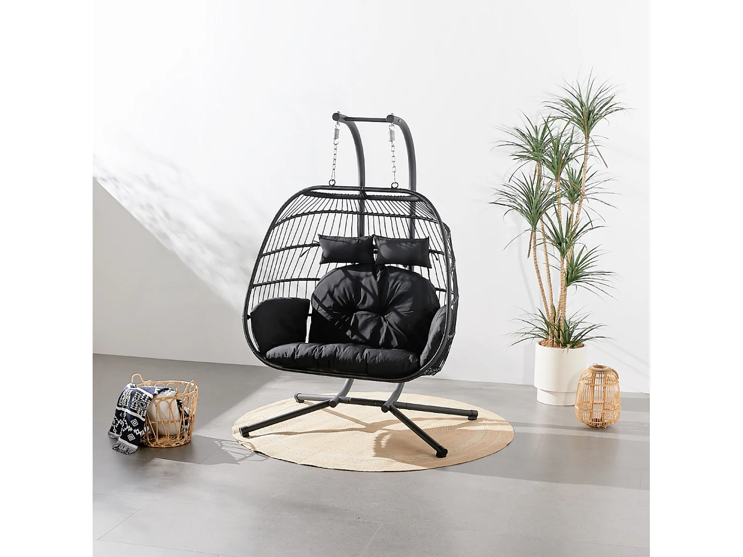 Fauteuil suspendu 2 places noir FARO