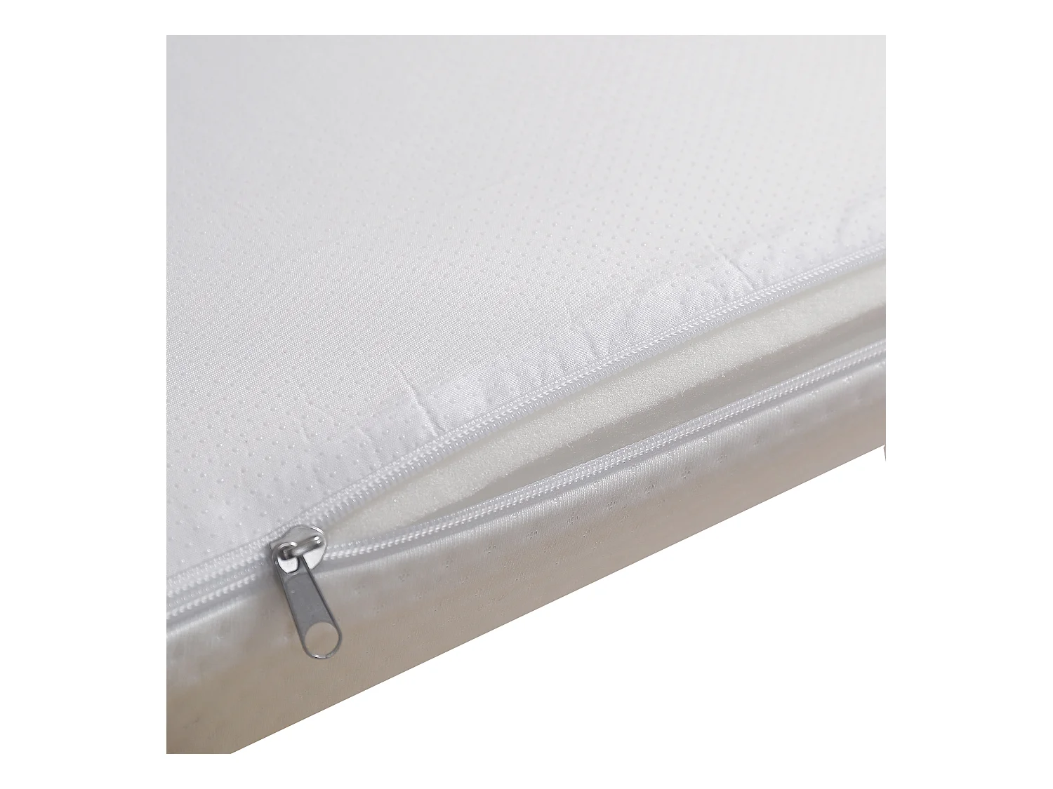 Matelas pliable 140 x 200 cm mousse ép.10cm - éponge 23D - certifié Oeko-Tex - housse blanche + éponge blanche