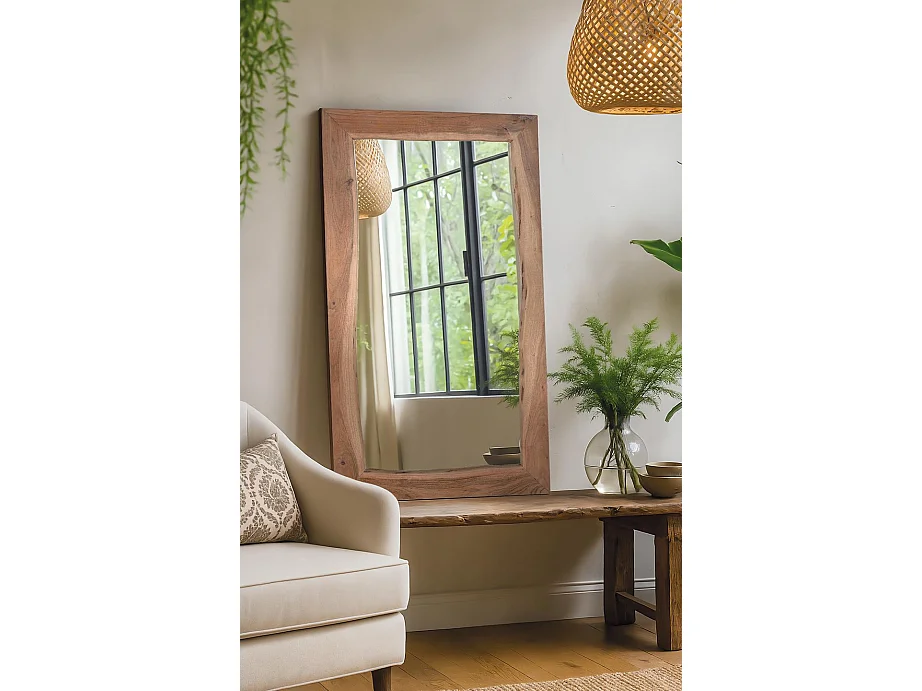 Spiegel aus Akazienholz, MDF-Rückwand, 65 cm, moderner Landhausstil – 115 x 65 x 3 GINER Y COLOMER