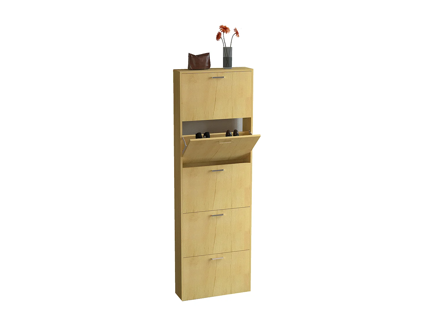 Shoe cabinet Sulos Honey oak H. 179 x W. 59 x D. 17 cm