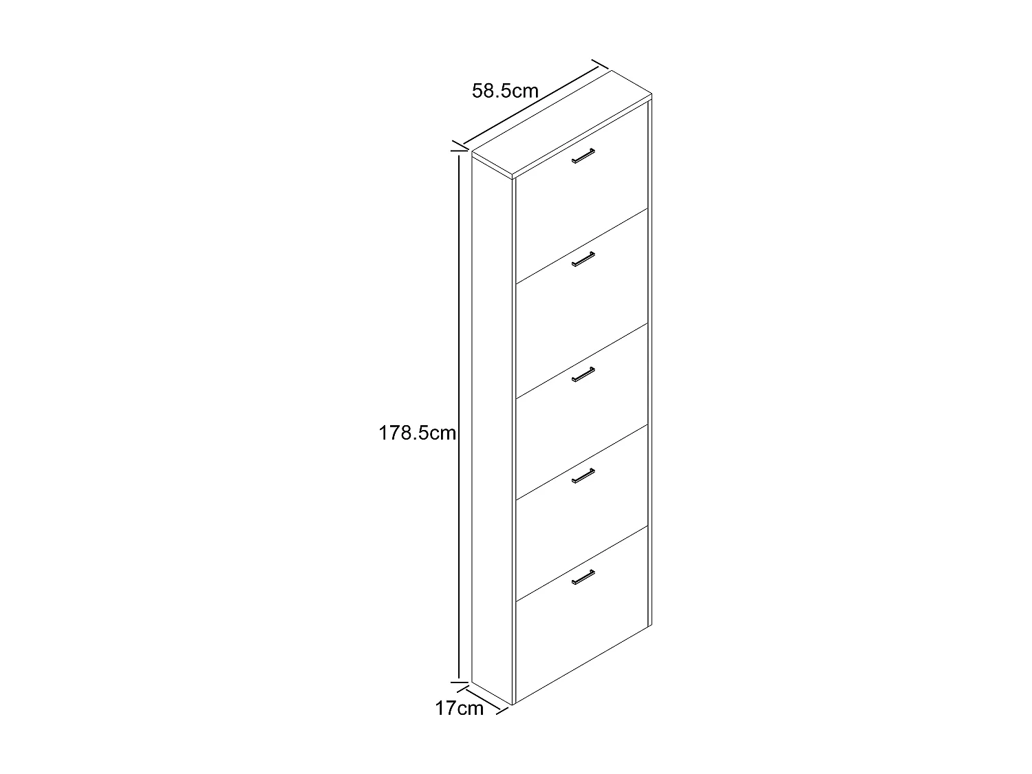 Shoe cabinet Sulos Honey oak H. 179 x W. 59 x D. 17 cm