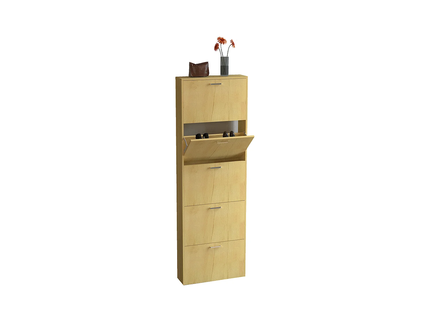 Shoe cabinet Sulos Honey oak H. 179 x W. 59 x D. 17 cm