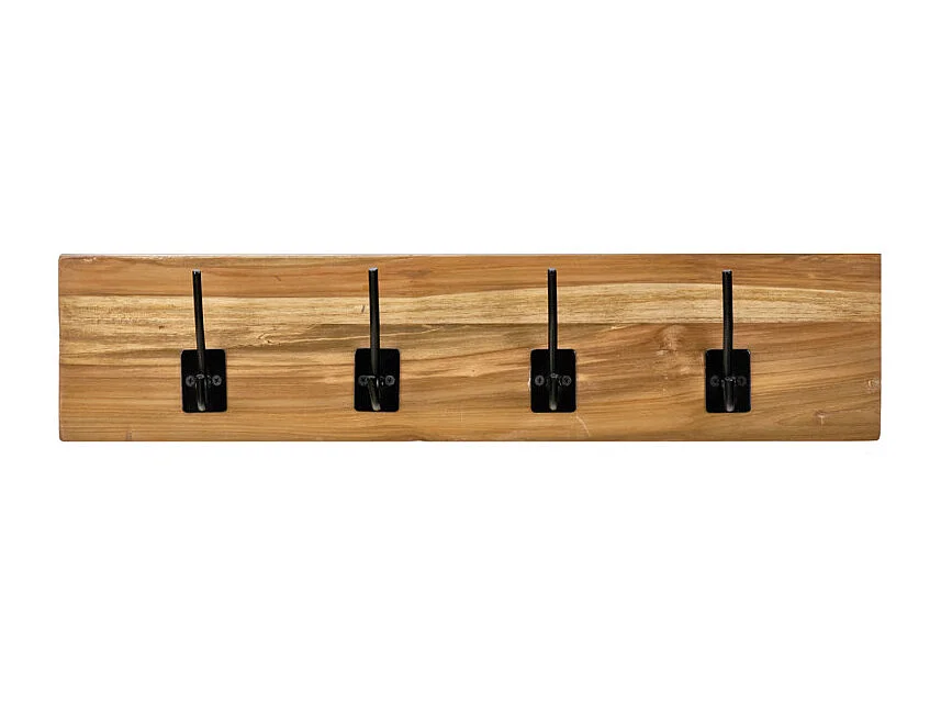 Patère / Porte-manteau mural bois de teck 8 accroches en métal - KOVU