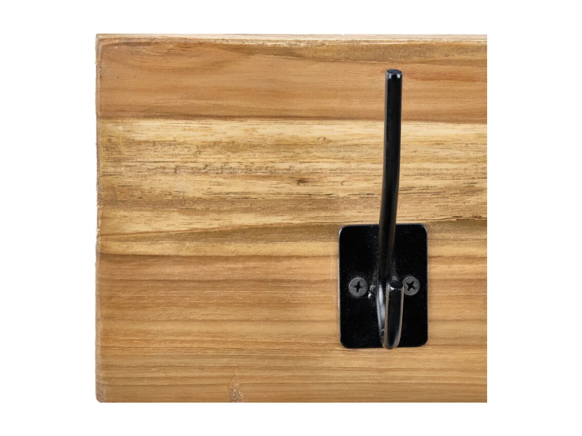 Patère / Porte-manteau mural bois de teck 8 accroches en métal - KOVU