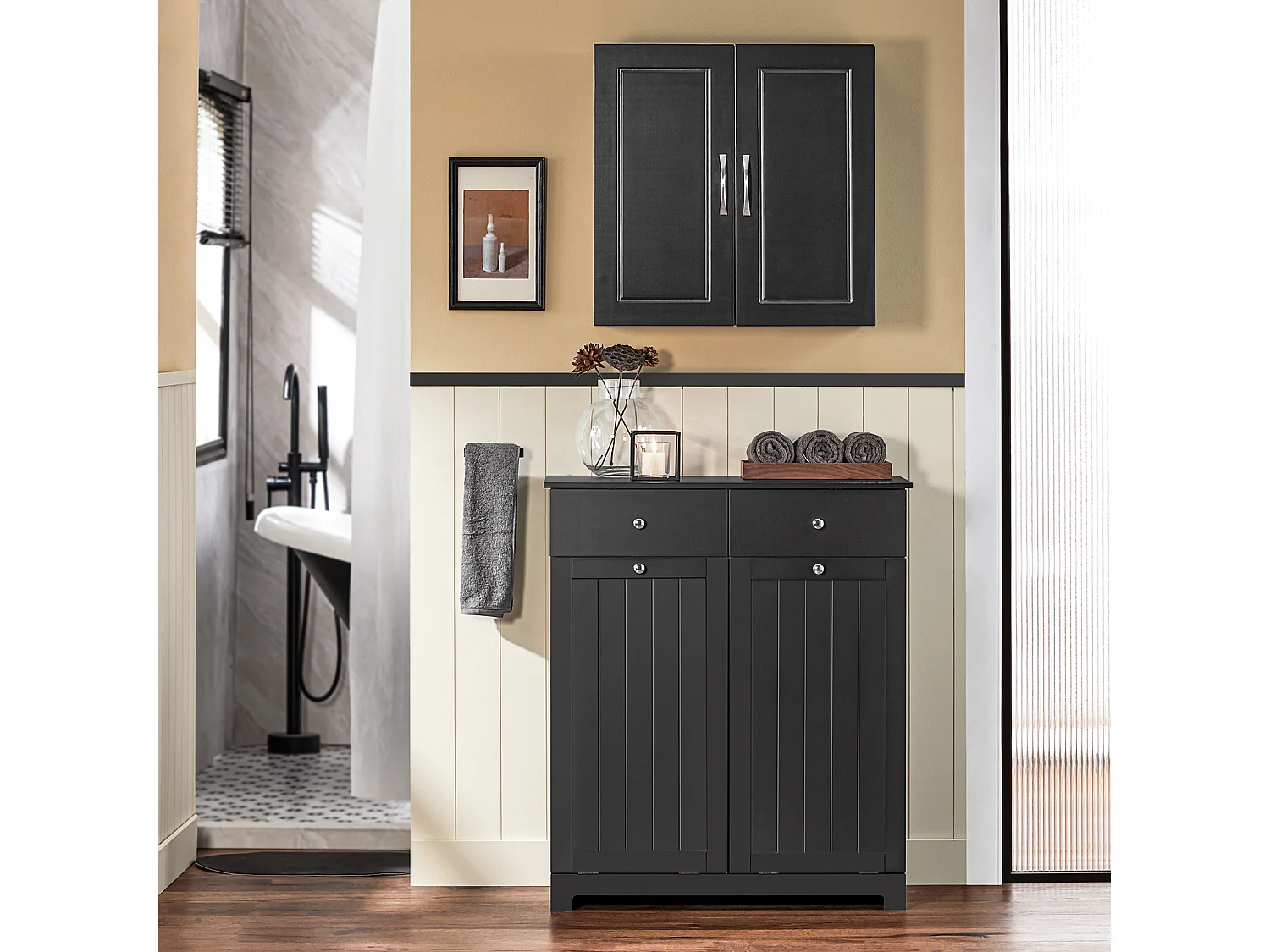 Cesto Para Ropa Sucia Con 2 Cestos BZR33-SCH SoBuy