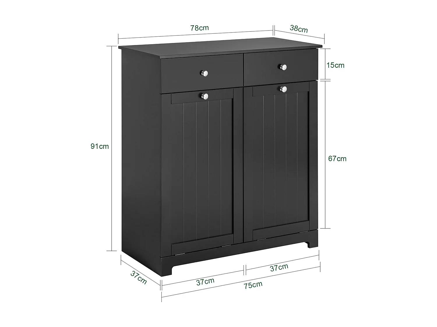 Cesto Para Ropa Sucia Con 2 Cestos BZR33-SCH SoBuy