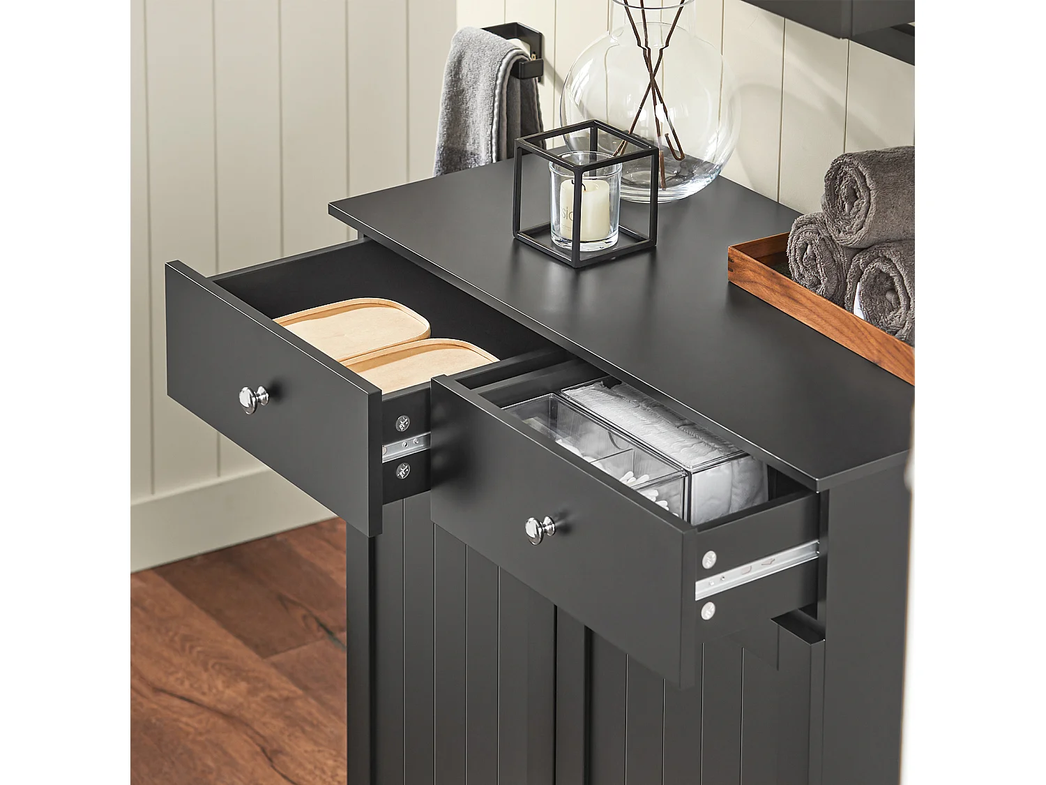 Cesto Para Ropa Sucia Con 2 Cestos BZR33-SCH SoBuy