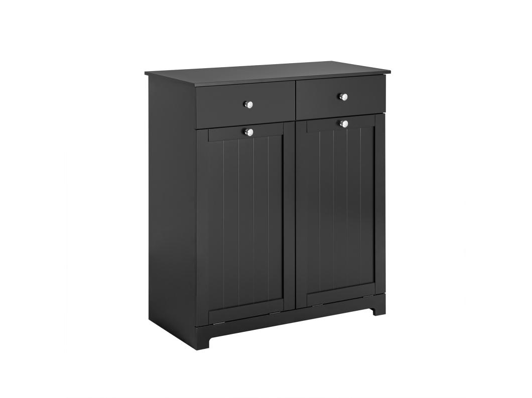 SoBuy Badkameronderkast Toiletkast met 2 laden en 2 wasmanden Opbergkast Waskist L78xD38xH91cm, Zwart, BZR33-SCH