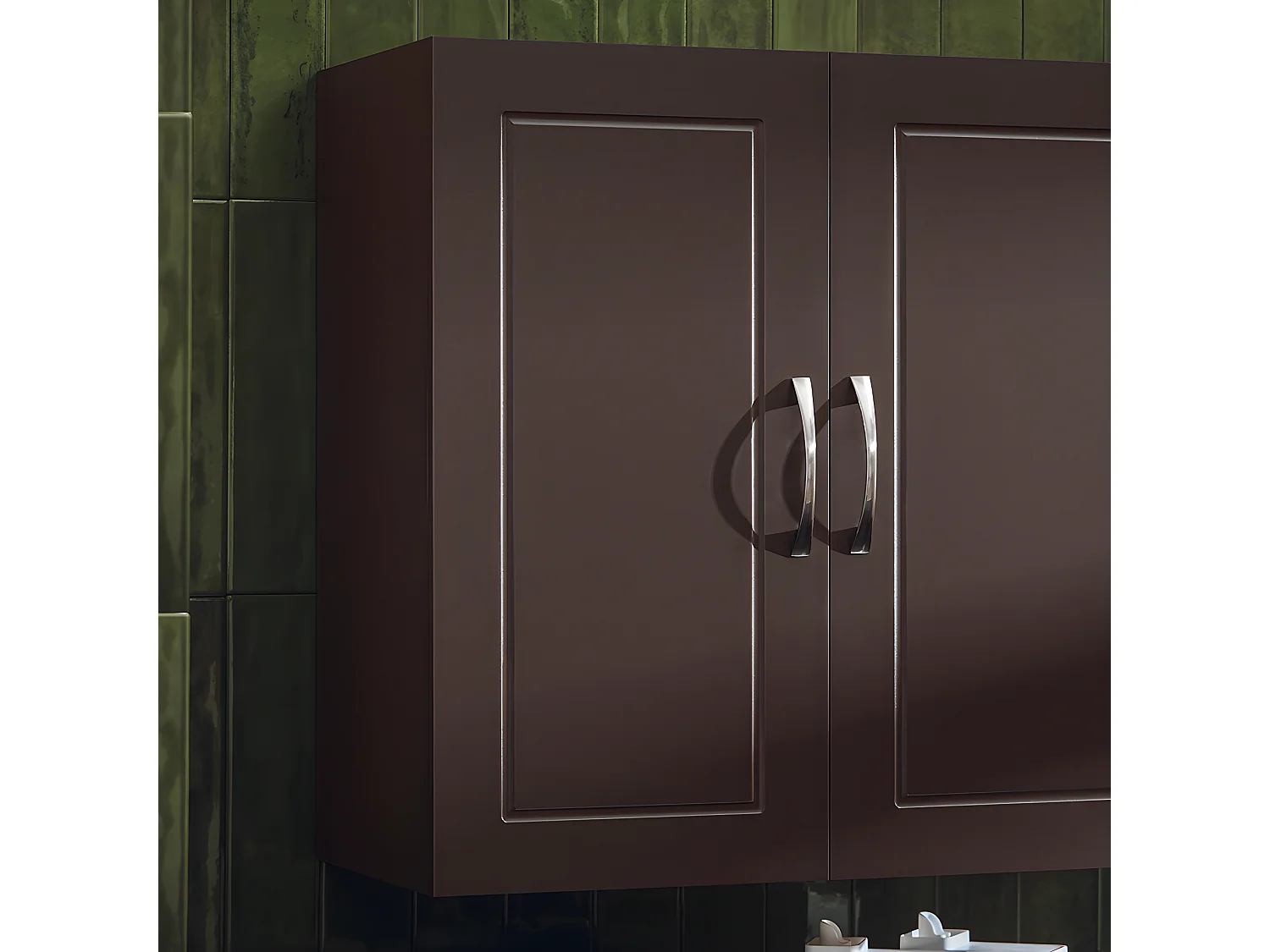 SoBuy FRG231-BR Meuble Haut Armoire de Toilettes Salle de Bain Suspendue Placard Commode Murale – 2 Portes - Marron