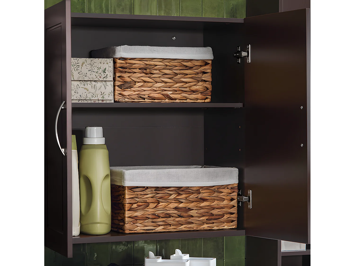 SoBuy FRG231-BR Meuble Haut Armoire de Toilettes Salle de Bain Suspendue Placard Commode Murale – 2 Portes - Marron