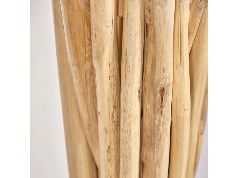 Lampadaire H. 116 cm branches en bois de teck et socle noir - BANZAÏ