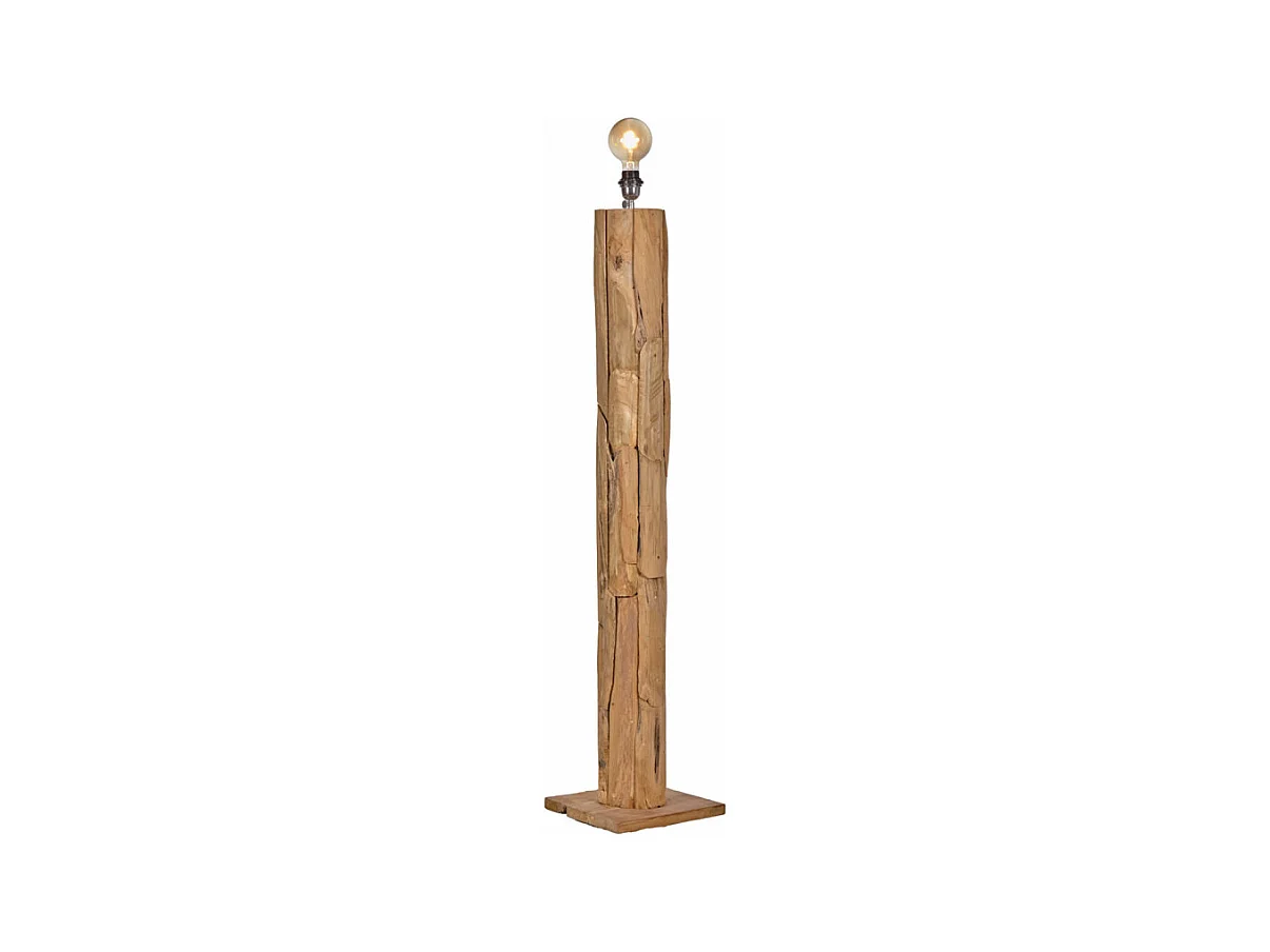 Lampadaire H. 133 cm assemblage morceaux de bois de teck - SHENZI