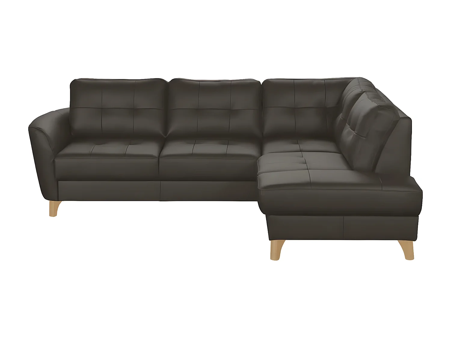 Canapé d'angle convertible en cuir italien de luxe 5 places NORIA avec coffre, chocolat, angle droit